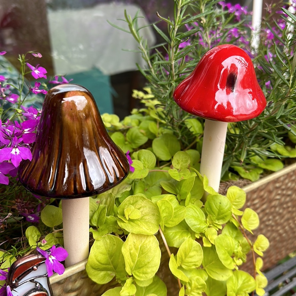 MUSHROOMS CERAMIC & GLAZED WITH ATTENTION TO DETAIL HANDCRAFTED FOR FLOWERBOX